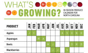Whats In Season North Carolina Produce Calendar Infographic
