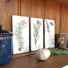 Kitchen Garden Herbs Ceramic Tile Wall