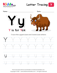 letter tracing alphabet y kiddoworksheets