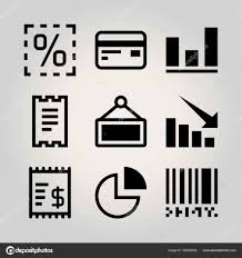 Technology Vector Icon Set Barcode Credit Card Percentage