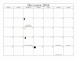 Moon Schedule December 2016 Free Printable Calendar With