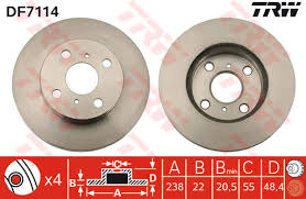 trw brake disc rotor for toyota corolla