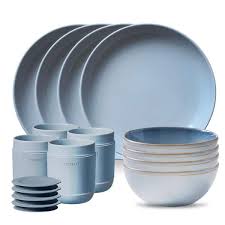 Nordic Blue Glass Dinnerware Set