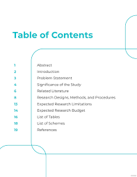 research proposal table of contents