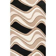 1071 black beige waves area rug