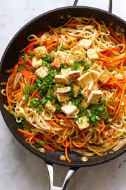 Egg noodles with meat sauce, baked with cheese.submitted by. Vegetable Lo Mein With Crispy Tofu 30 Minutes The Simple Veganista