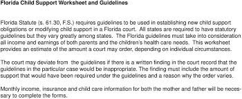 Florida Child Support Worksheet And Guidelines Pdf