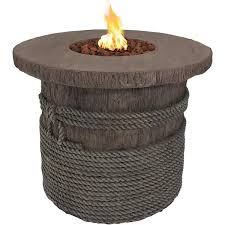 Sunnydaze 29 Rope And Barrel Propane Gas Fire Pit Table With Lava Rocks