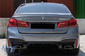 Choose a bmw g30 5 series sedan version from the list below to get information about engine specs, horsepower, co2 emissions, fuel consumption, dimensions, tires size, weight and many other facts. Rear Bumper Diffuser Suitable For Bmw 5 Series G30 G31 Limousine Touring 2017 Up M Performance Design Piano Black Carpartstuning Com