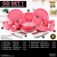 gd 42 pink gift set melamin isi 42 pcs
