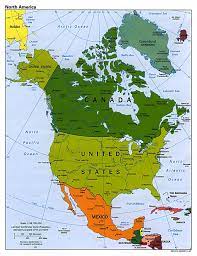 detailed political map of north america