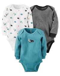 3 Pack Long Sleeve Thermal Bodysuits Carters Com