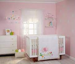 pink white baby girl bedding