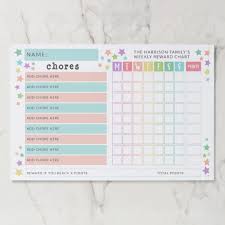 Pastel Stars Chore Reward Chart Paper Pad