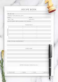 recipe book templates pdf