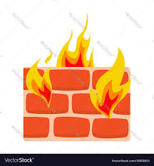 Firewall Icon Flat Wall In Fire Royalty