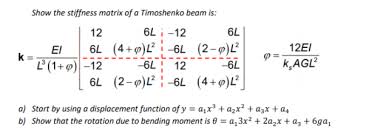 stiffness matrix of a timoshenko beam