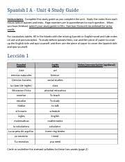 study guide docx spanish i a unit 4