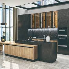Stylish design features include a solid hardwood, distressed oak finished top with profiled edges; China Holike Glossy Hpl Mdf Kitchen Cabinet With Center Island China Home Products Kitchen Products
