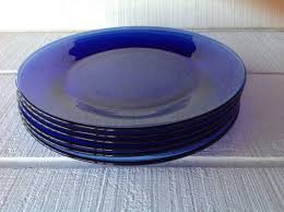 Vintage Blue Glass Dinner Plate