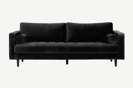 scott 3 seater sofa deep black velvet