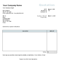 Price Quotation Form Template Without Tax Calculation Quotation