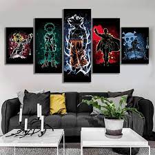 5 Pieces Anime Heroes Canvas Wall Art