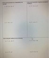 Solved Solve Each Quadratic By