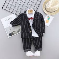 Details About Toddler Baby Boys Outfits Clothes Gentle Clothing Suits Stripe Coat Shirt Pants