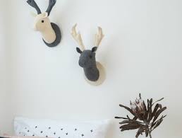 Stags Wall Hangings Ivory And Grey Felt