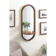 Kate And Laurel Hutton Wood Framed Capsule Mirror With Shelf 16x38 Walnut Brown