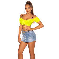 The latest tweets from hot latinas (@hotlatinas123). Cropped Off The Shoulder Top In Latina Style Yellow 14 95