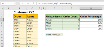 items in an excel list