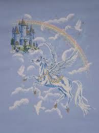 Unframed Greek Mythology Pegasus Horse Completed Cross