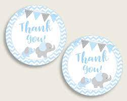 Find great designs from our thousands of options and purchase some today! Elephant Baby Shower Round Thank You Tags 2 Inch Printable Blue Grey Studio 118