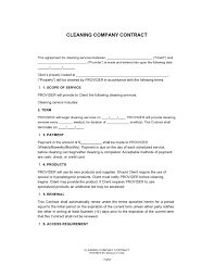 printable cleaning contract templates