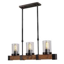 3 Light Vintage Wooden Chandelier Industrial Wind Loft Coffee Wood Linear Pendant Lighting Lighting Pop