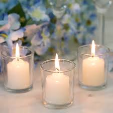 12 Pack Ivory Votive Candles With Clear
