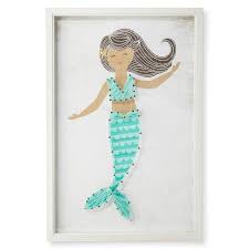 Pillowfort Blue Mermaid Framed String Art