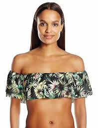 Lucky Brand Womens Coastal Palms Off The Shoulder Halter Bandeau Bikini Top Ebay