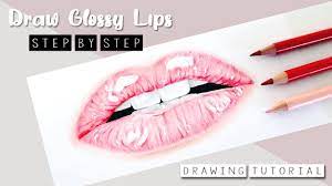 how to draw realistic glossy lips with