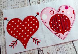 Applique Valentines Heart With Arrow Machine Embroidery Instant Download Designs