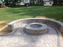 stone patio designs fire pit backyard