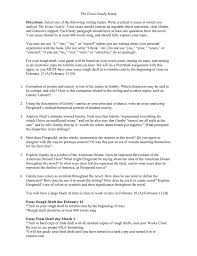 the great gatsby essay the great gatsby essay directions select one of the following writing topics write a cohesive essay in which you analyze the great gatsby