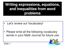 Ppt Writing Expressions Equations