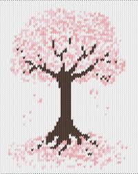 Knitting Motif And Knitting Chart Sakura Tree Designed By