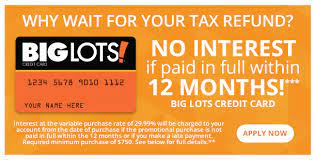 Oct 30, 2019 · this big lots financing option requires no prior credit history to apply, but the company does perform a soft credit check with the three major credit bureaus. Big Lots Your Choice 299 99 Milled