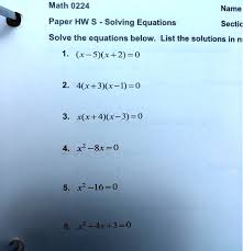 Solving Equations Section Solve The