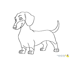 Cute dachshund dog in party hat, funny cartoon animal character at birthday party vector illustration. Dog Coloring Pages Kiddo