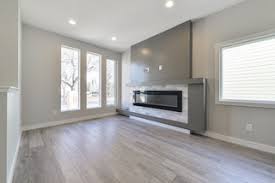 grey living room with vinyl floors